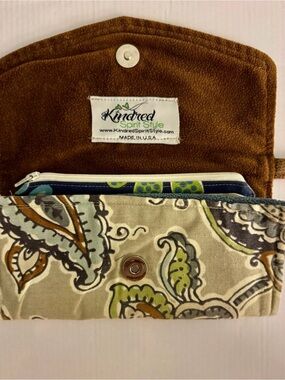 Brown and Beige Paisley Wristlet Clutch